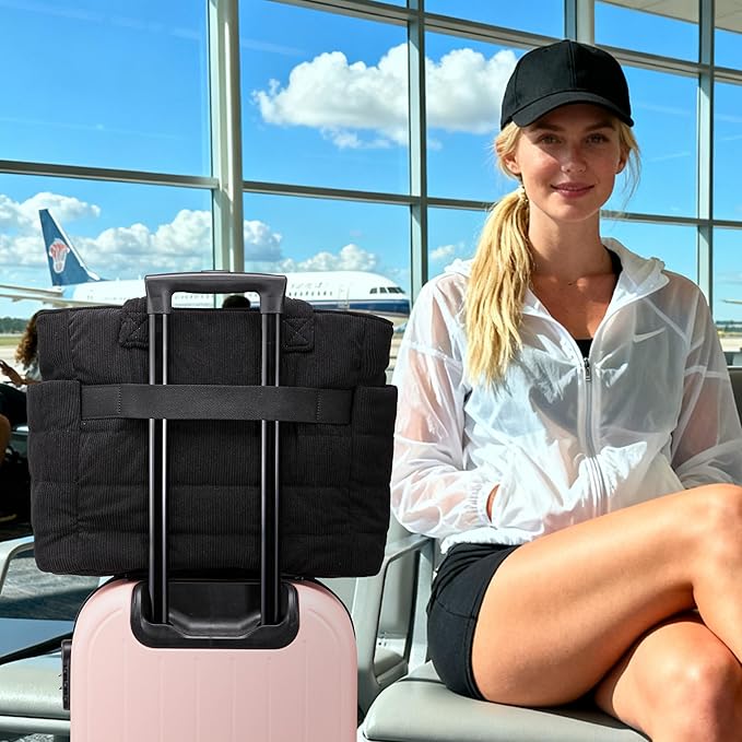 AOCINA Puffer Tote Bag for Women Quilted Work Bag Nurse Bags Women's Shoulder Handbags for Travel Gym Gifts Laptop Purse