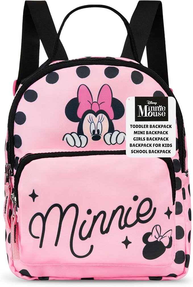 Get Trend Disney Minnie Mouse Mini Backpack for Girls Toddlers 9x7” Travel Bag Cute Bag for Daycare Trips Vacation Fashion Gifts for Girls (Pink Minnie Mouse)