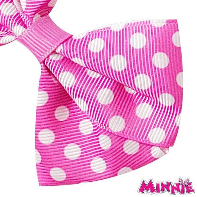 Disney Minnie Mouse Hair Bows - Hair Accessories Gift Set - Minnie Hair Bow - 7 Pcs 4 Inch Bundle - Hair Bows for Girls - Minnie on each clip - Alligator Clip - Ages 3 +