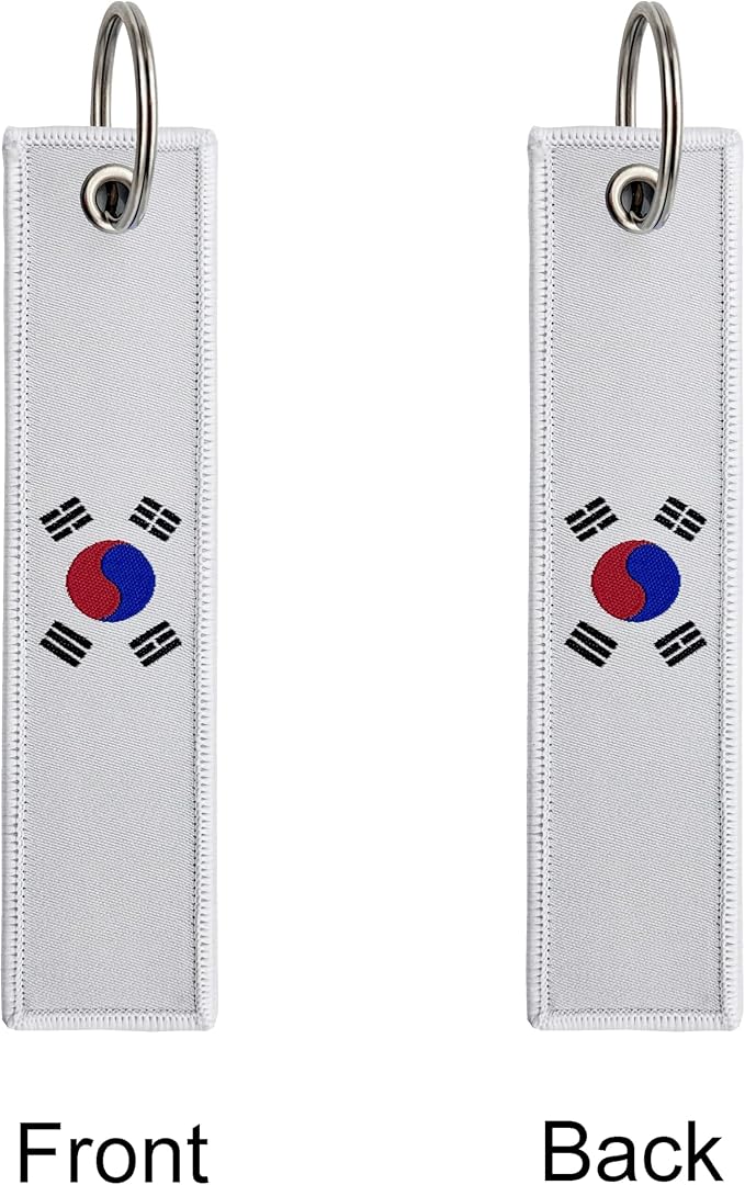 LLBFHH 3 Pcs Korea Korean Country Flag Keychain,Woven label Key Chains for Car Keys,Fabric Key Chains Men and Women,Used for Various Decorations.