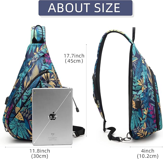 TurnWay Water-Proof Sling bag/Crossbody Backpack/Shoulder Bag with USB Charging Port for Travel, Hiking, Cycling, Camping
