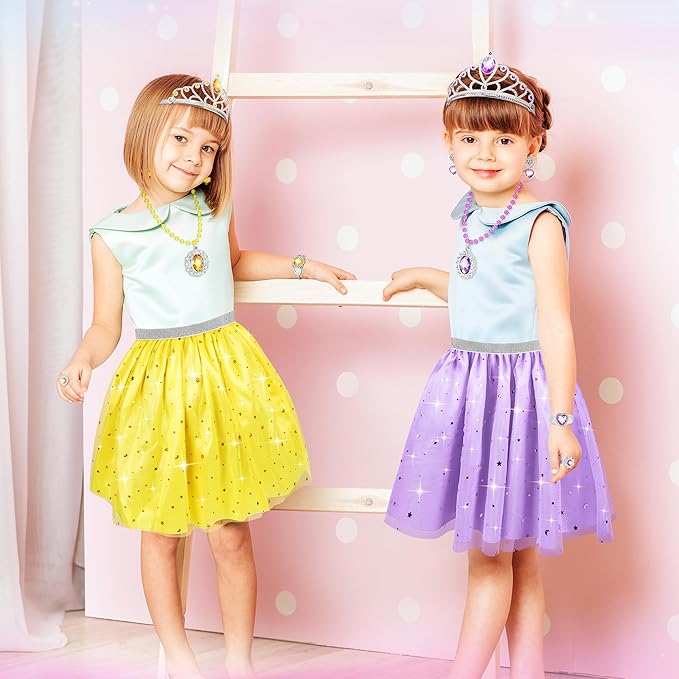LJZJ Princess Dress Up Toys & Jewelry Boutique - Costumes Set incl Skirts, Shoes, Crowns, Accessories - Ideal Girls Role Play Gift for 3 4 5 6 Year Toddler Birthday Parties Party Favors