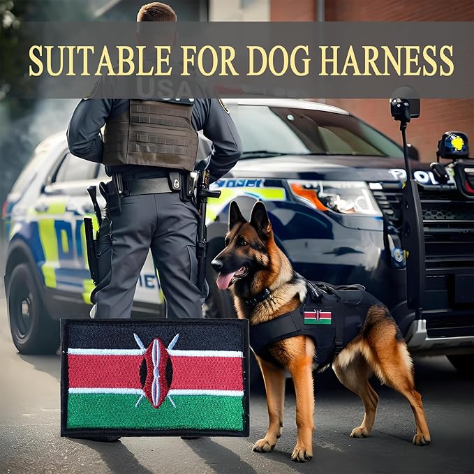 EmWoot 2PCS Kenya Flag Patch Embroidered Morale Patch Military Tactical Patches Hook and Loop