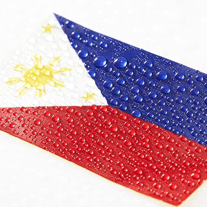 CANTENDO 5Pcs Philippines Flag Decal Sticker - Filipino Flag Reflective Vinyl Car Stickers - for Car Window Bumper Waterproof Sticker (2.5 x 4.5 Inch)
