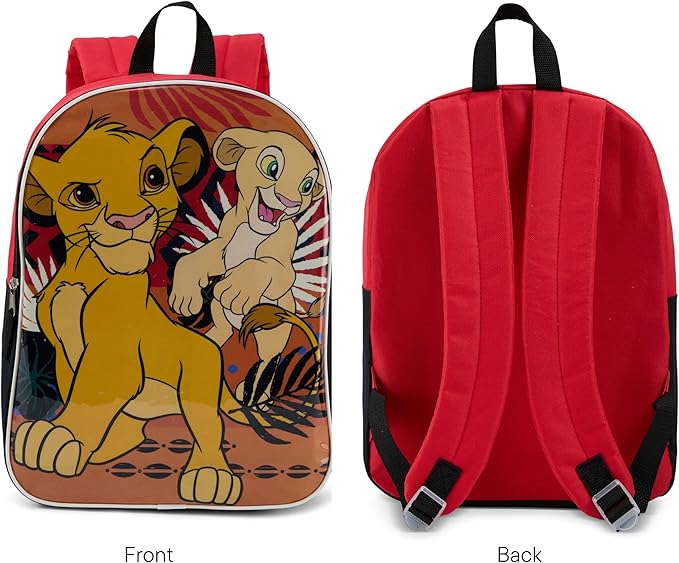 Disney Lion King Backpack for Kids - Cute & Durable Kids Backpack for Boys with Padded Straps & Zip Compartment - Ideal Toddler Bookbag for School & Travel - 15”
