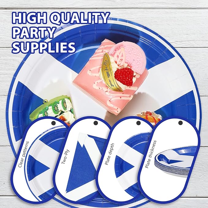 96 Pcs Scotland Flag Party Decorations Disposable Scottish Flag Paper Plates and Napkins St. Andrew's Day National Tableware Set for Country Decoration Patriotic Festival Party Supplies, Serves 24