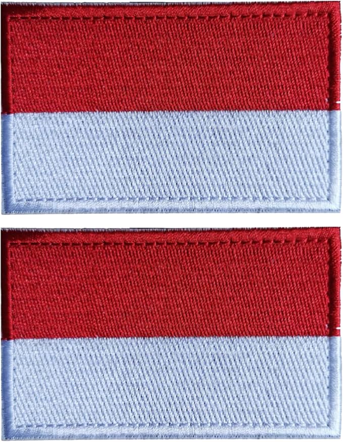 EmWoot 2PCS Indonesia Flag Patch Embroidered Morale Patch Military Tactical Patches Hook and Loop