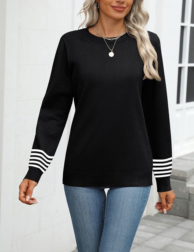 Zeagoo Womens 2026 Fall Sweaters Long Sleeve Tops Classic Crew Neck Pullover Sweaters Loose Dressy Casual Basic Clothes