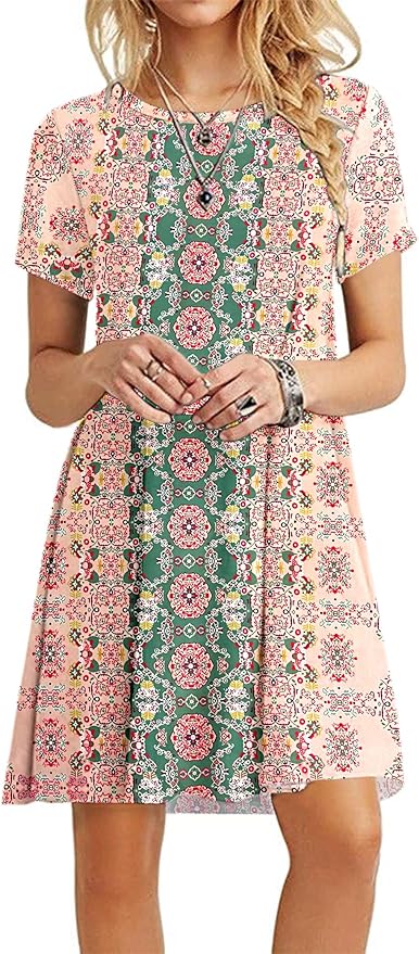 MOLERANI Women's Casual Plain Simple T-Shirt Loose Dress