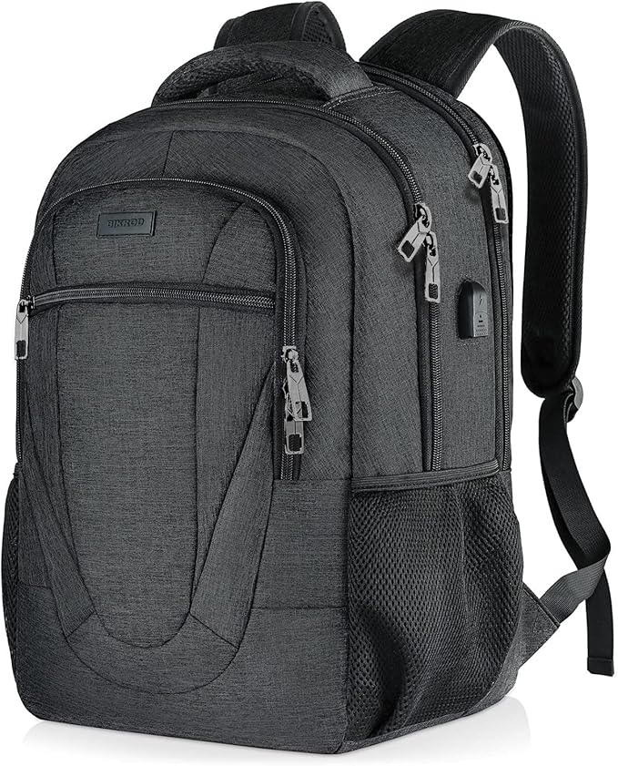 BIKROD 45L Extra Large Travel Laptop Backpack for Men and Women, Carry on Back Pack with USB Charging Port Fit 18.4 IN Laptop, Black, Gift