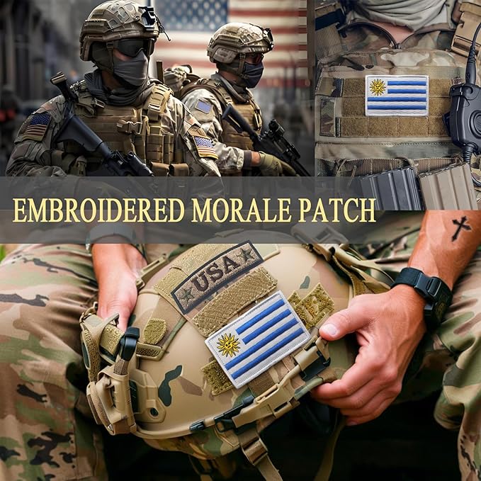 EmWoot 2PCS Uruguay Flag Patch Embroidered Morale Patch Military Tactical Patches Hook and Loop