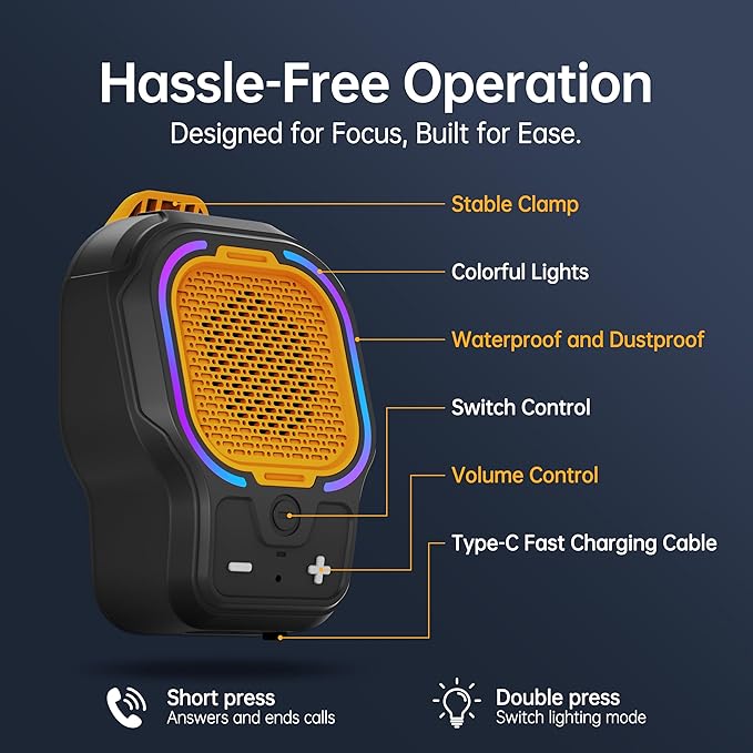 Wearable Bluetooth Speaker, Magnetic Clip-on Wireless Portable Speaker, Mini Loud speaker with 3 Light Modes, 10H Battery, Lightweight, Built-in Mic for Hands-Free Music Calls Outdoor Work, Ideal Gift