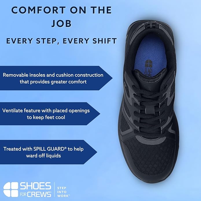 Shoes for Crews Women's Slip-Resistant Work Sneaker - Comfortable, Non-Slip Work Shoes for Women in Healthcare, Hospitality, Food Service - Energy II