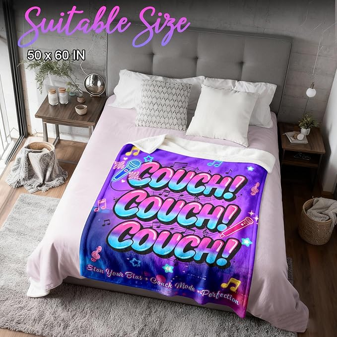Kpop Couch! Couch! Couch! Gifts Blanket - Ultra-Soft Plush Throw Blanket for Adult, Teen Girls, Music Gifts for Women Friends K-Pop Lovers Merch Stuff, Christmas Birthday Gifts (Purple, 80''x60'')