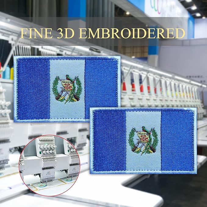 EmWoot 2PCS Guatemala Flag Patch Embroidered Morale Patch Military Tactical Patches Hook and Loop