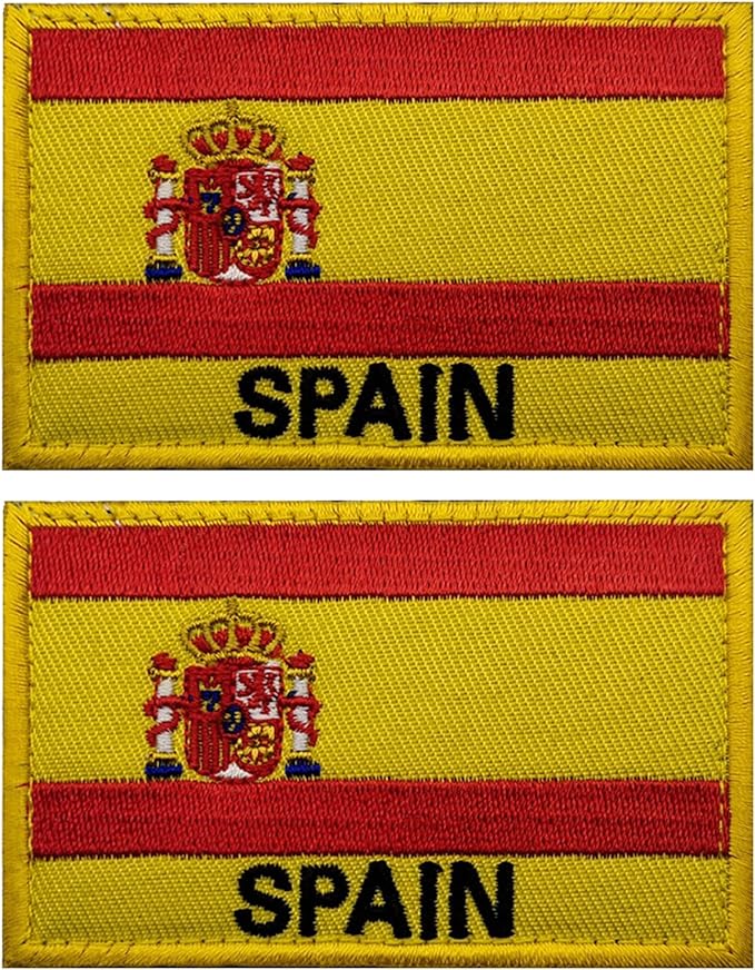 EmWoot 2PCS Spain Flag Patch Embroidered Morale Patch Military Tactical Patches Hook and Loop(02)