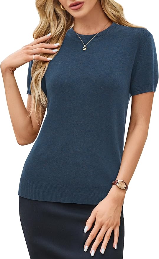 Arach&Cloz Women's Wool Blend Business Casual Essential Fall Layering Pullover Sweaters