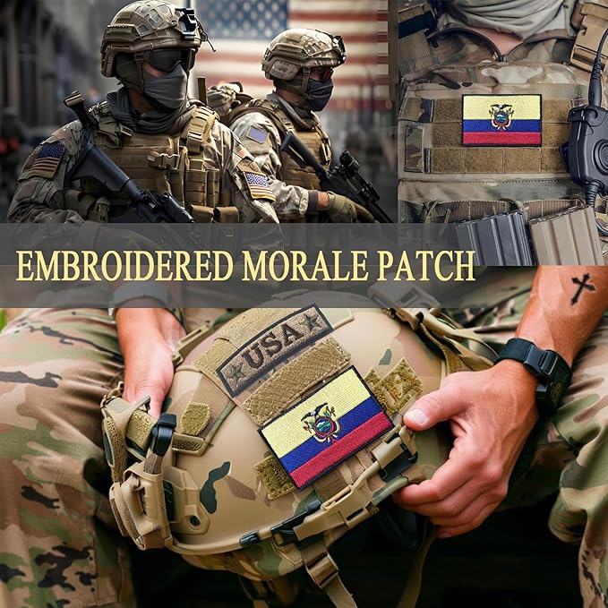 EmWoot 2PCS Ecuador Flag Patch Embroidered Morale Patch Military Tactical Patches Hook and Loop