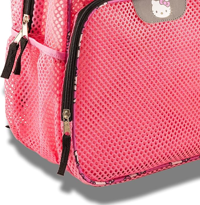 Sanrio Hello Kitty Backpack for Kids | Hello Kitty Bookbag for Girls, Boys, Unisex | Toddler Travel Bag, Mesh Cordura Lightweight Backpack | Ages 3+