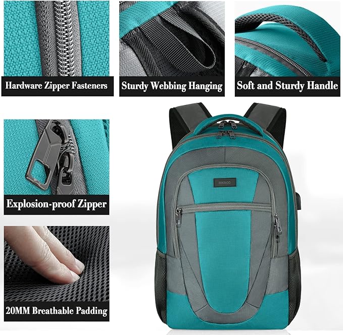 BIKROD Travel Laptop Backpack for Men and Women, Backpacks for School Teen Boys, Business Anti Theft Slim Durable Back Pack with USB Charging Port, Adult Computer Bag Gift 15.6 IN Laptop