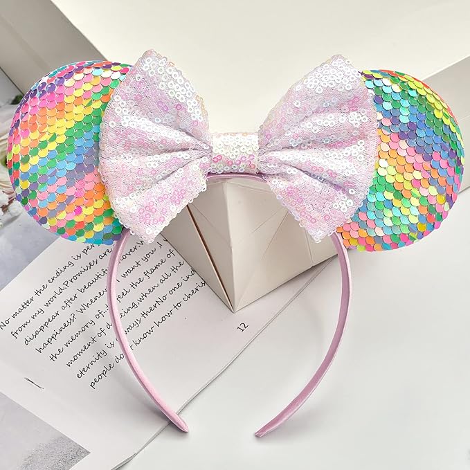 FANYITY Mouse Ears, Sequin Mouse Ears Headband for Boys Girls Women halloweenp (Sequins ear)