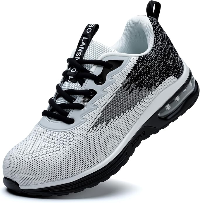 Steel Toe Shoes for Women Lightweight Breathable Safety Work Sneakers Non Slip Puncture Proof Utility Slip On Footwear for Industrial Construction