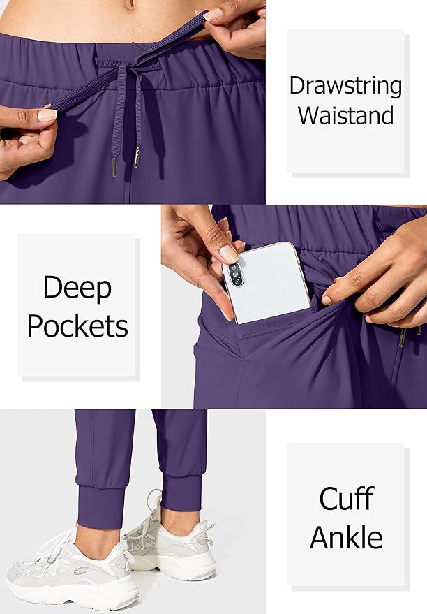 SANTINY Women's Joggers Pants Pockets Drawstring Running Sweatpants for Women Lounge Workout Jogging