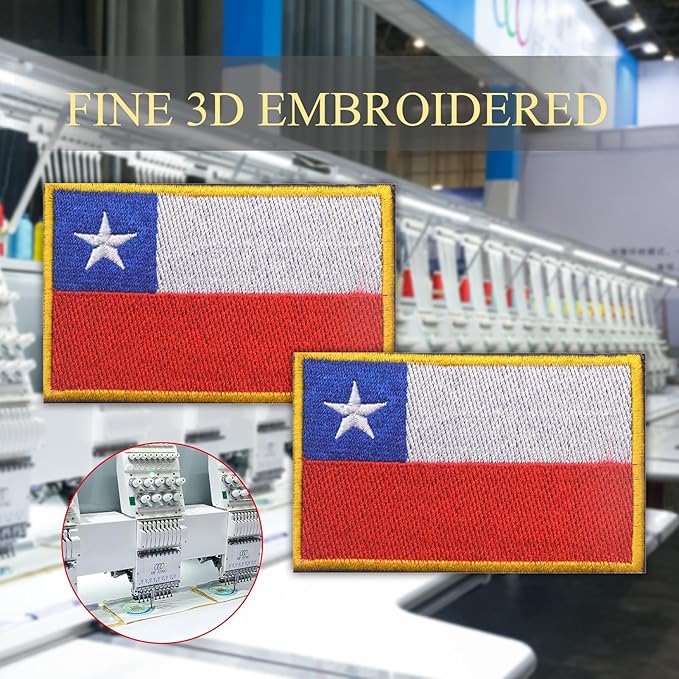 EmWoot 2PCS Chile Flag Patch Embroidered Morale Patch Military Tactical Patches Hook and Loop