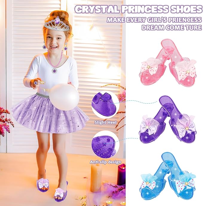 LJZJ Princess Dress Up Toys & JPrincess Dress Up Toys & Jewelry Boutique, Girls Role Play Gift for 3 4 5 6 Year Old Girl Toddler B-Day Party Favors
