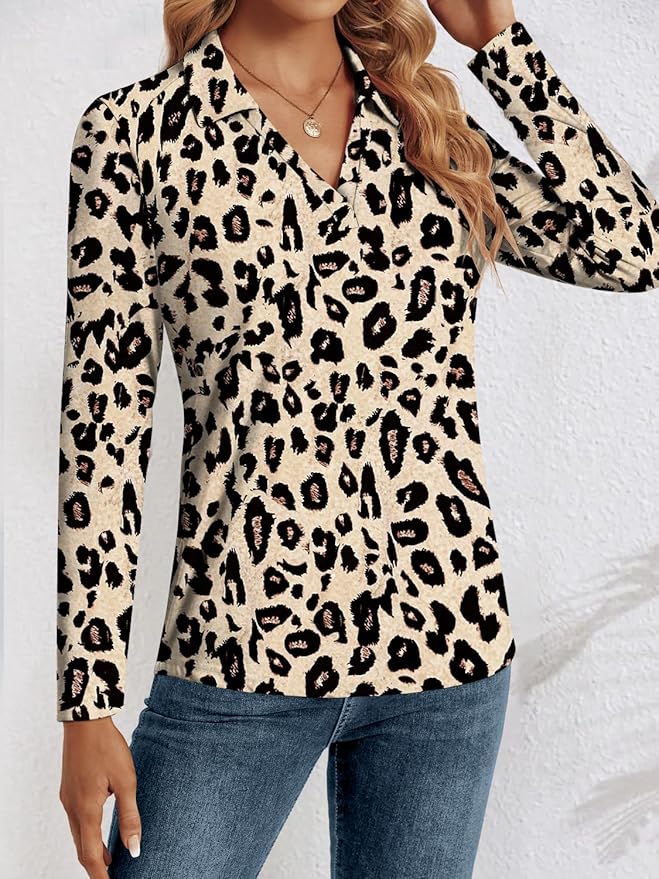 3/4 Length Sleeve Womens Tops Dressy Casual V Neck Polo Shirts Business Work Blouses 2025 Trendy Tunic Top
