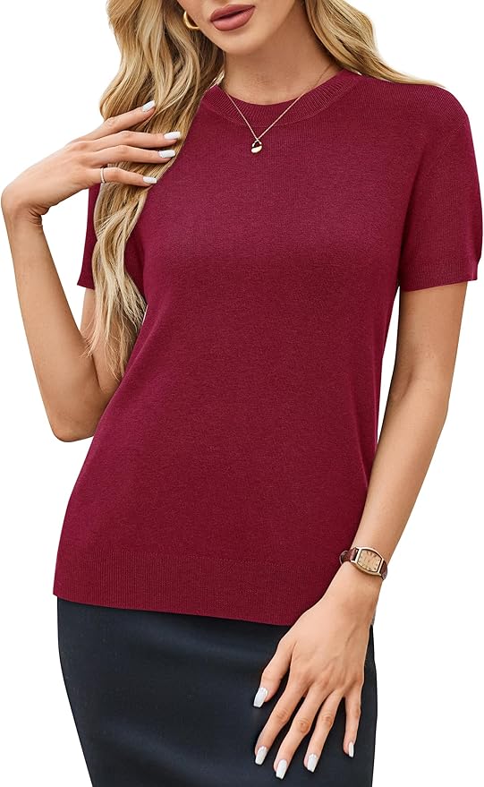 Arach&Cloz Women's Wool Blend Business Casual Essential Fall Layering Pullover Sweaters