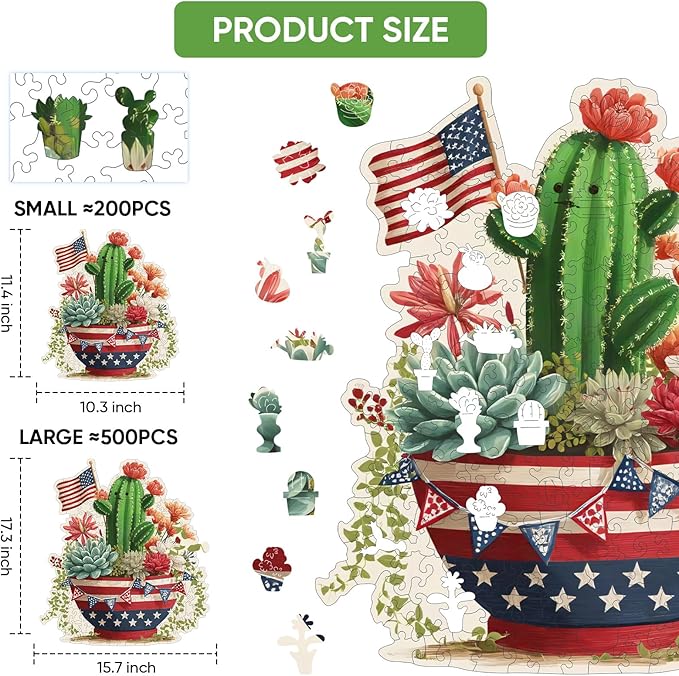 MEATRN Wooden Puzzles for Adults - Artistic Succulent Cactus Wooden Jigsaw Puzzles, Premium Plant Wood Puzzle for Relaxation and Home Décor, Collectible Gift, 507 Pcs, 15.7 x 17.3in