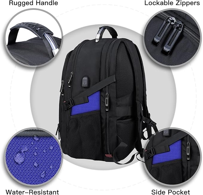 ANTERK Extra Large Backpack, Travel Backpack, Sturdy TSA Water Resistant 17.3 Inch Backpacks with USB Port, Anti Theft Business Computer Backpacks Gifts for Men Women, Dark Blue