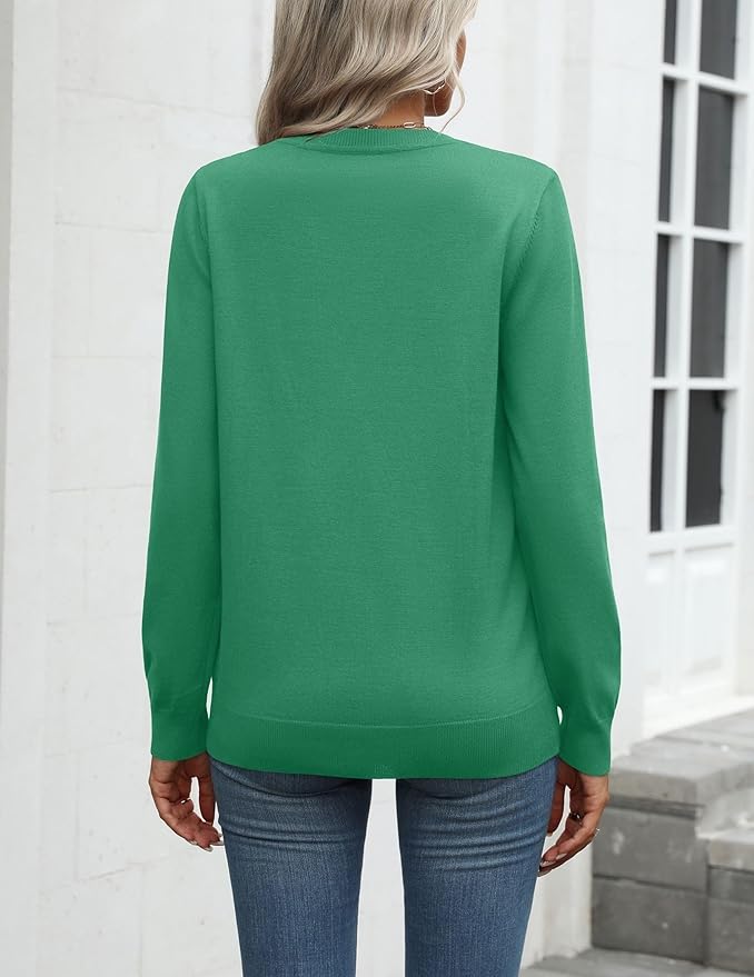 Zeagoo Womens 2026 Fall Sweaters Long Sleeve Tops Classic Crew Neck Pullover Sweaters Loose Dressy Casual Basic Clothes