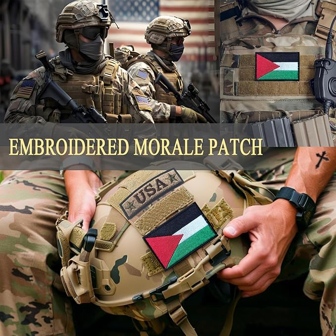 EmWoot 2PCS Palestine Flag Patch Embroidered Morale Patch Military Tactical Patches Hook and Loop