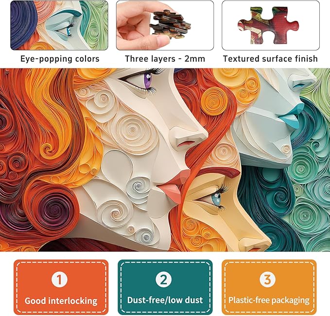 Naturelish Vibrant Female Portrait Jigsaw Puzzles for Adults 1000 Pieces, Difficult Puzzles Perfect for Game Night, Great Gift Idea, Size 26.65 x 19.25 in