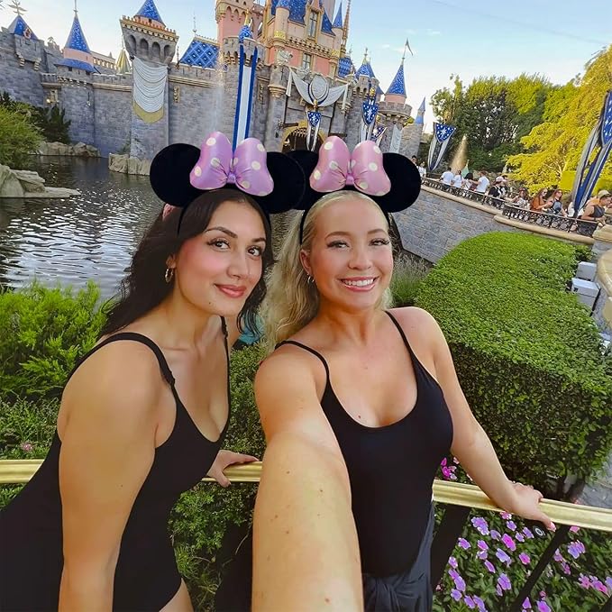 ODOCARE Handmade Mouse Ears Headband for Women and Ladies, Polka Dot Bow Minnie Ears Costume Accessories