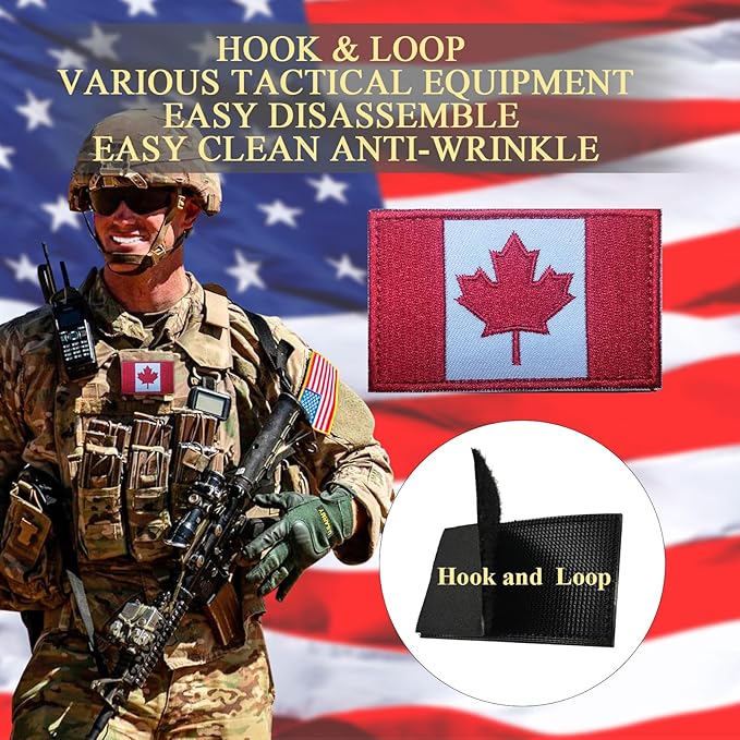 EmWoot 2PCS Canada Flag Patch Embroidered Morale Patch Military Tactical Patches Hook and Loop