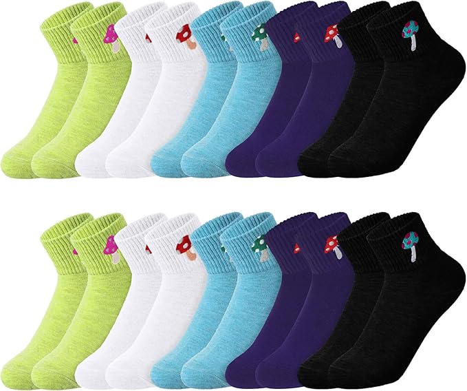 Eurzom 10 Pairs Socks Womens Crew Elastic Ankle Length Cotton Socks Aesthetic Cute Lightweight Low Cut Gifts for Women