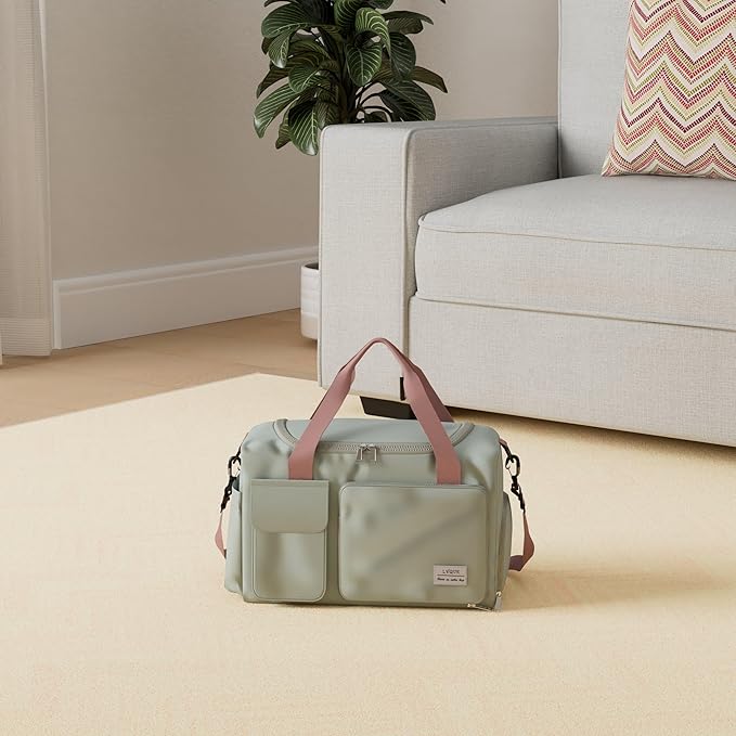 Small Gym Bag for Women, Travel Duffle Bag Carry On Weekender Bag with Shoe Compartment