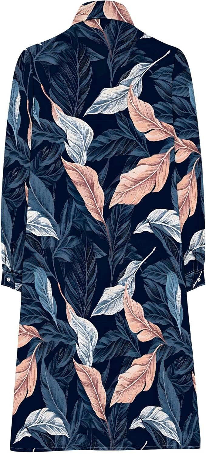 Shirt Dresses for Women 2025 Summer Long Sleeve Casual Plus Size Floral Printed Beach Vacation Dress with Pockets