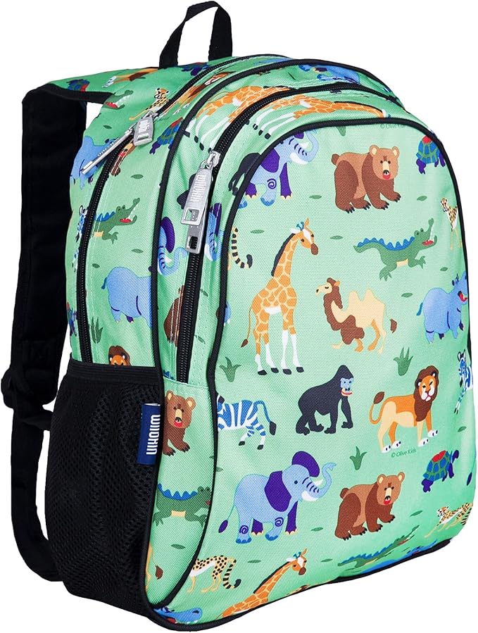 Wildkin 15-inch Kids Backpack – Durable, Padded, Adjustable for School & Travel - Wild Animals