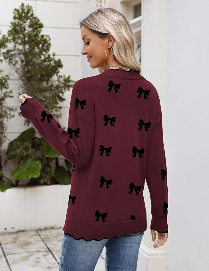 Zeagoo Women's 2026 Fall V Neck Sweater Casual Long Sleeve Lightweight Ribbed Knit Pullover Sweaters Dressy Casual Tops