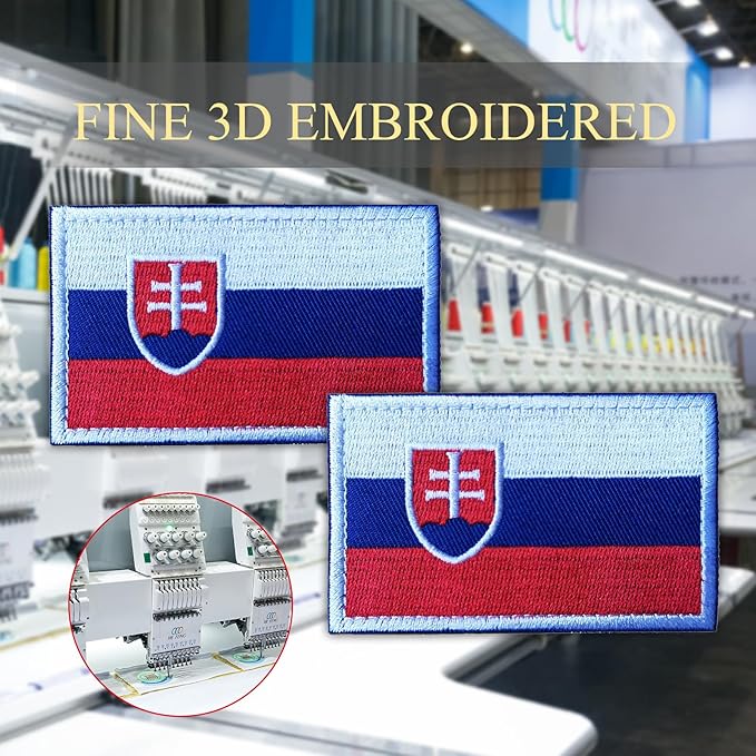 EmWoot 2PCS Slovak Flag Patch Embroidered Morale Patch Military Tactical Patches Hook and Loop
