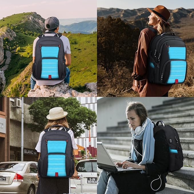 ANTERK Extra Large Backpack, Travel Backpack, Sturdy TSA Water Resistant 17.3 Inch Carry on Backpacks with USB Port, Anti Theft Business Computer Backpacks Gifts for Men Women, Lake Blue