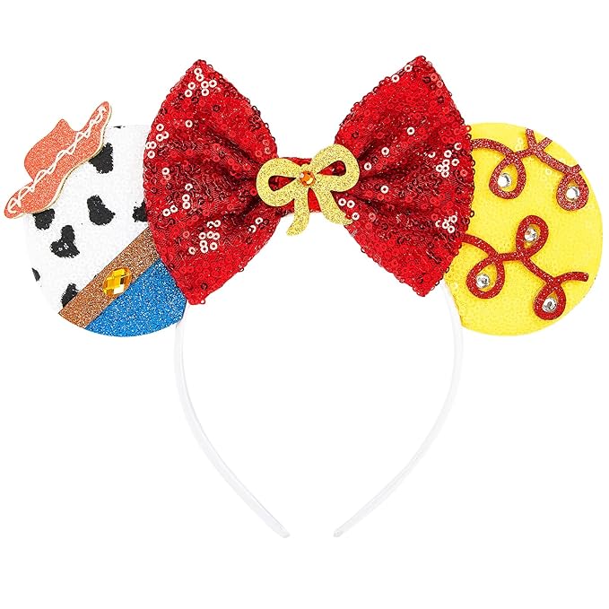 HAMUTH Mouse Ear Headband, Sequin Bow Mouse Ears for Boys Girls Adult, Decorations for Party Trip Parks Cosplay Costume Accessories