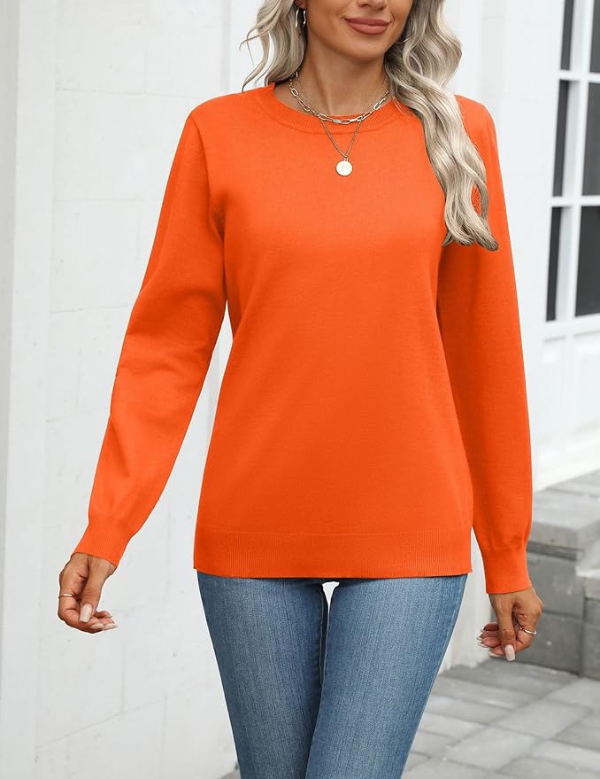 Zeagoo Womens 2026 Fall Sweaters Long Sleeve Tops Classic Crew Neck Pullover Sweaters Loose Dressy Casual Basic Clothes