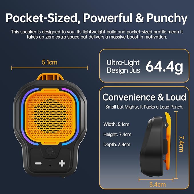 Wearable Bluetooth Speaker, Magnetic Clip-on Wireless Portable Speaker, Mini Loud speaker with 3 Light Modes, 10H Battery, Lightweight, Built-in Mic for Hands-Free Music Calls Outdoor Work, Ideal Gift