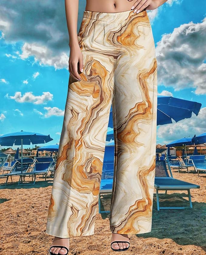Womens Boho Pants Casual Oversize High Waisted Wide Leg Trousers Pattern Printed Ourdoors Pant for 2025 Summer