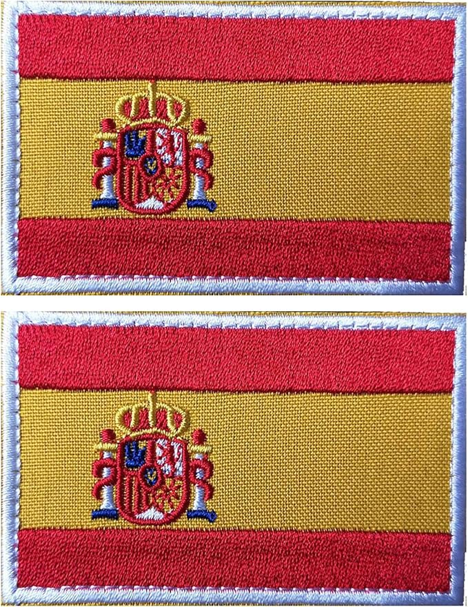 EmWoot 2PCS Spain Flag Patch Embroidered Morale Patch Military Tactical Patches Hook and Loop(01)